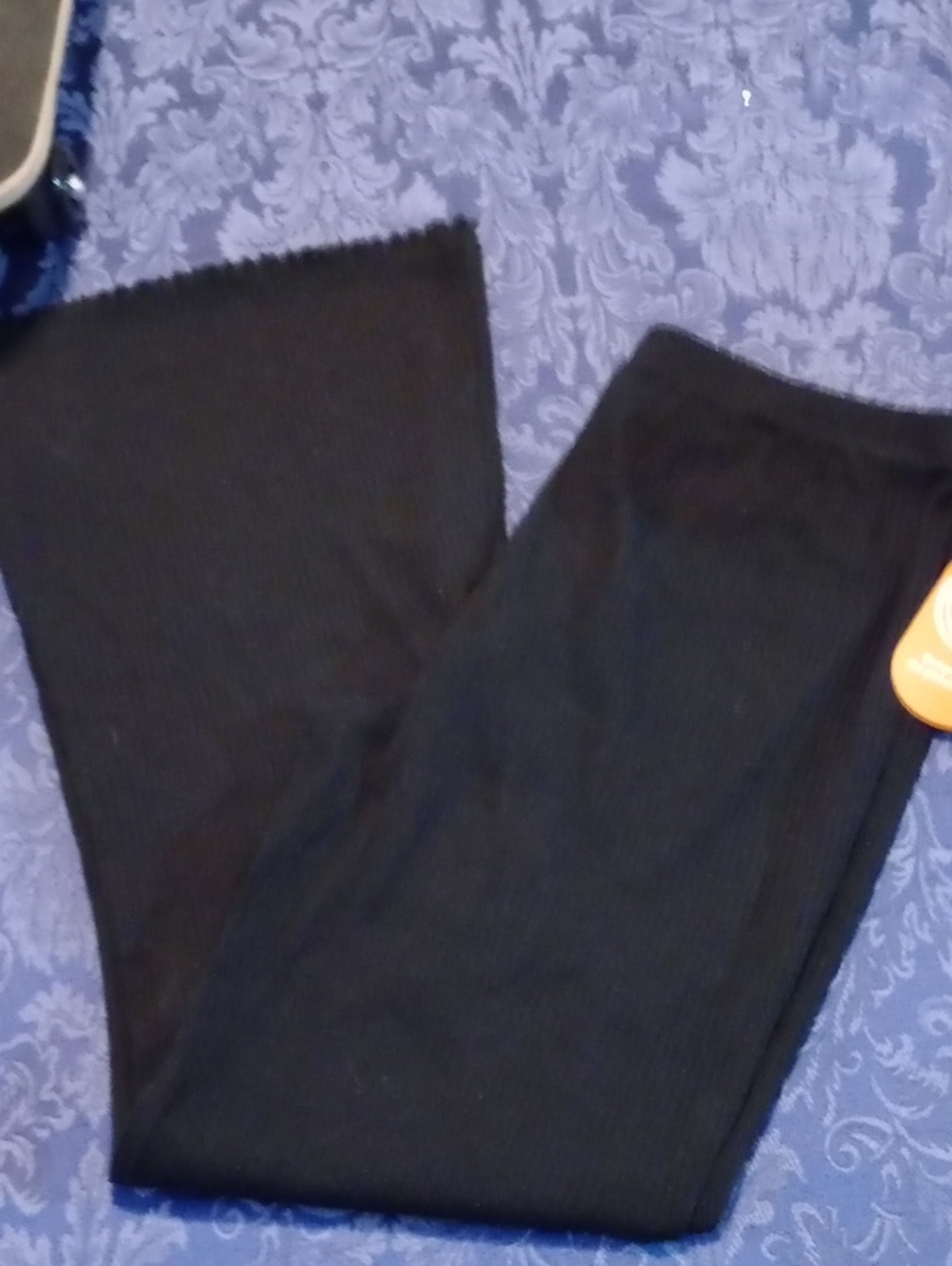 Girls 18 Black Ribbed Flare Leggings